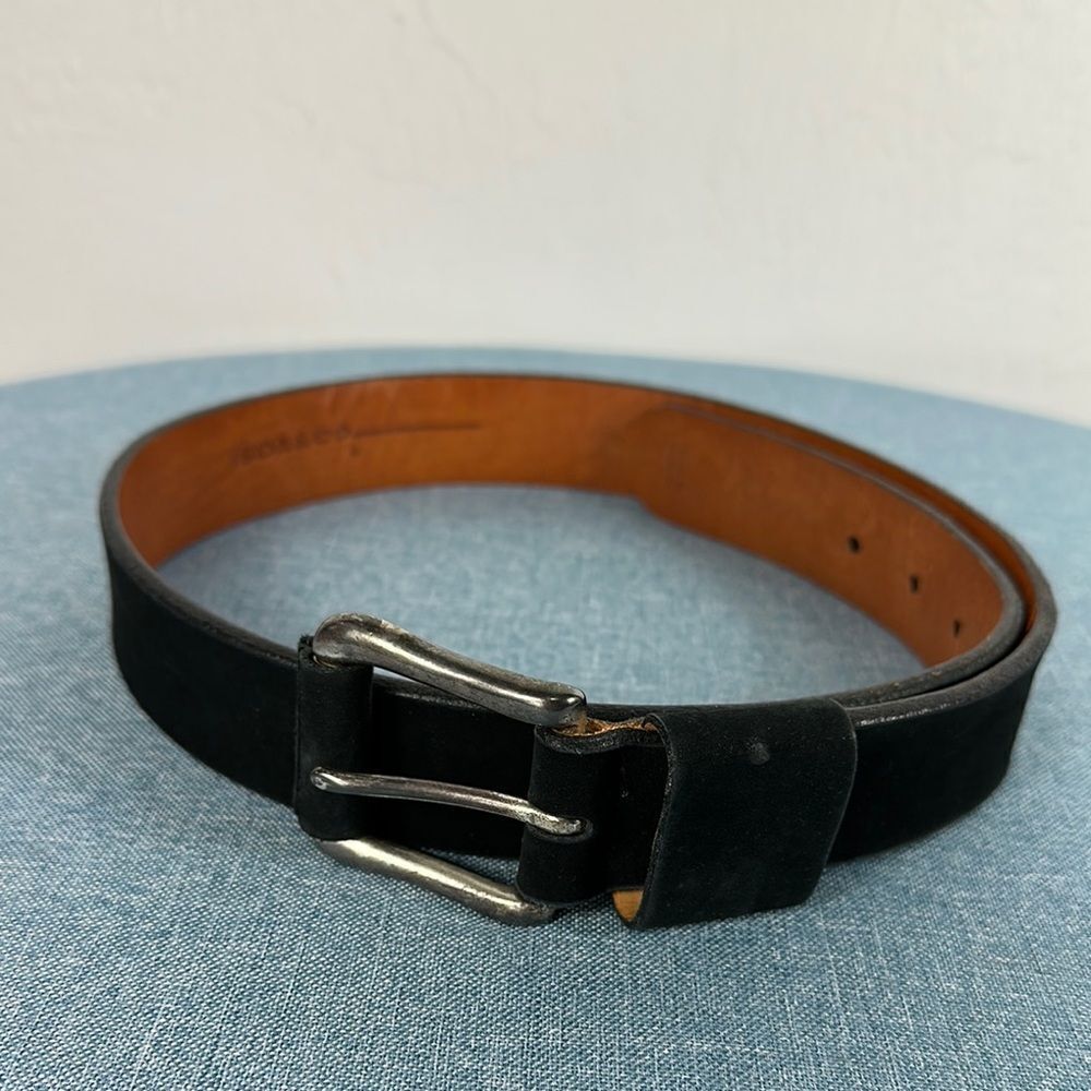 Isda & Co Men's Black Leather Nubuck Belt Size M
